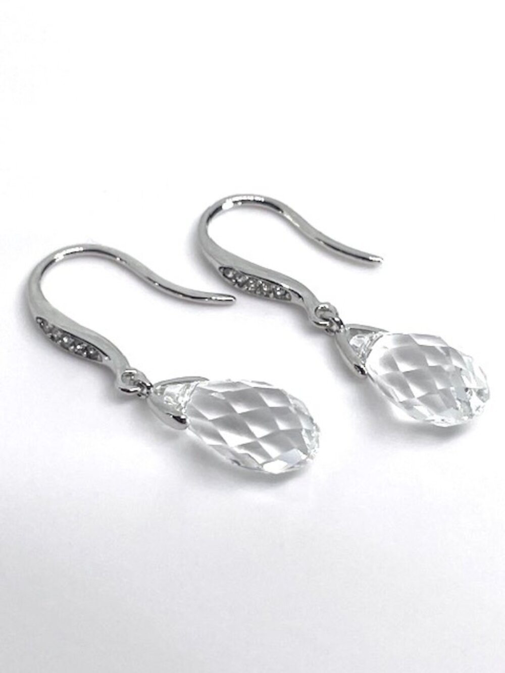 Ice Teardrop Rhodium Plated Drop Dangle Earring, made with Crystals by Swarovski